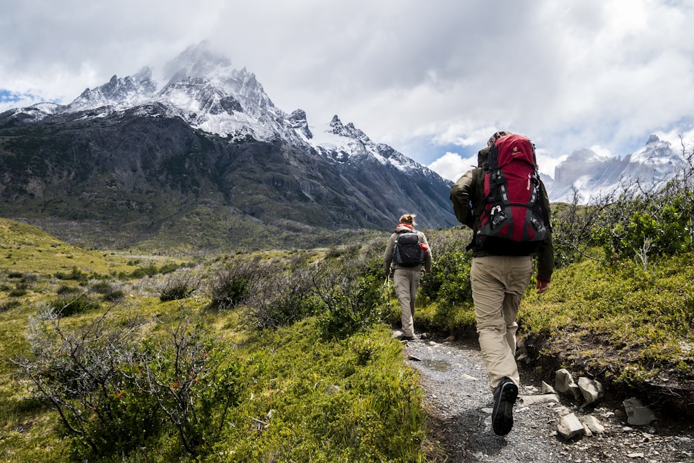 A group of hikers exploring a mountain trail together